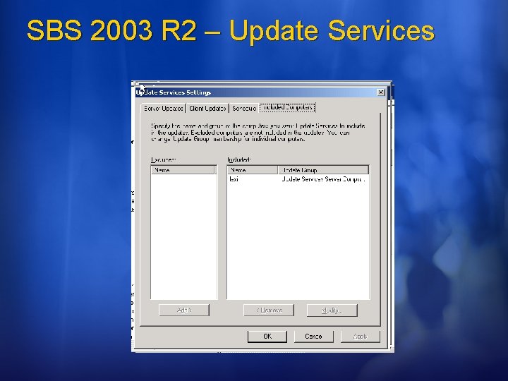 SBS 2003 R 2 – Update Services 