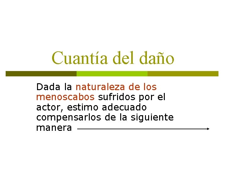 Cuantía del daño Dada la naturaleza de los menoscabos sufridos por el actor, estimo