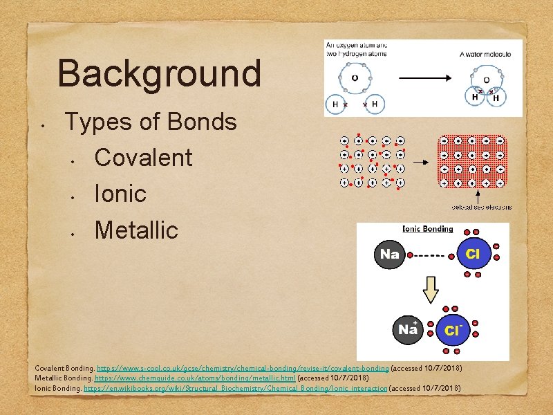 Background • Types of Bonds • Covalent • Ionic • Metallic Covalent Bonding. https: