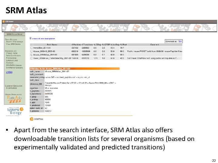 SRM Atlas • Apart from the search interface, SRM Atlas also offers downloadable transition