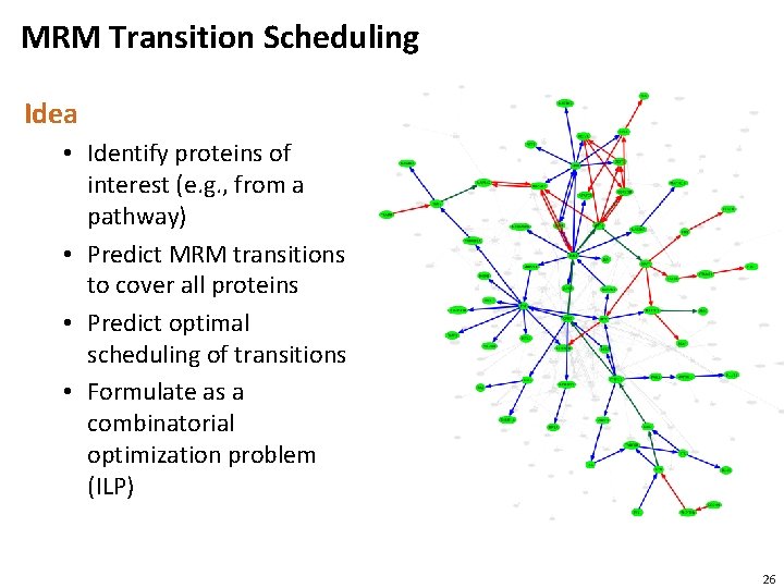 MRM Transition Scheduling Idea • Identify proteins of interest (e. g. , from a