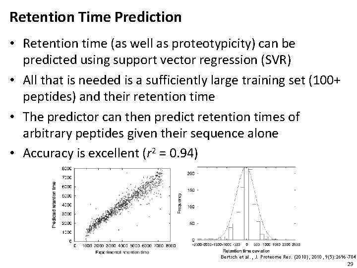 Retention Time Prediction • Retention time (as well as proteotypicity) can be predicted using