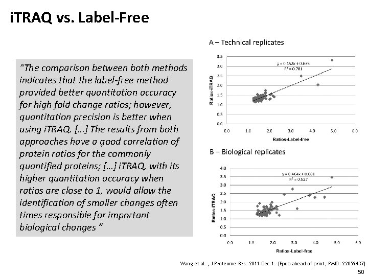 i. TRAQ vs. Label-Free “The comparison between both methods indicates that the label-free method