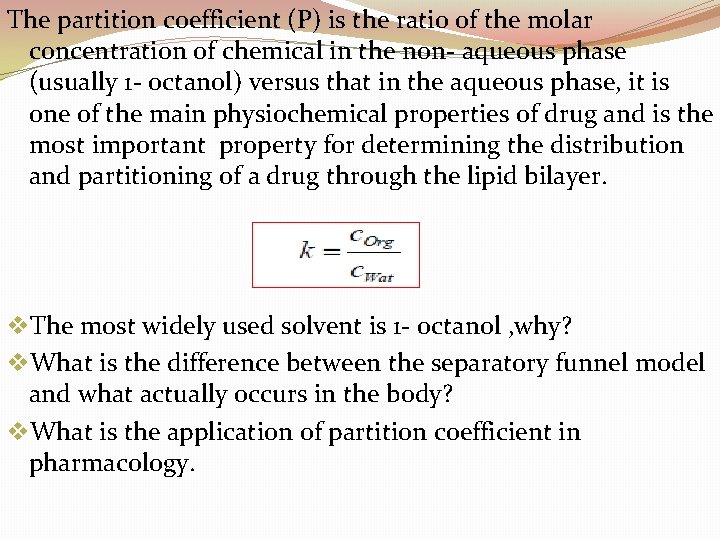 Lab 1 Partition coefficient of succinic acid Theory