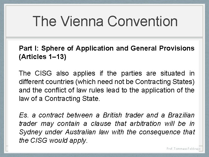 The Vienna Convention Part I: Sphere of Application and General Provisions (Articles 1– 13)
