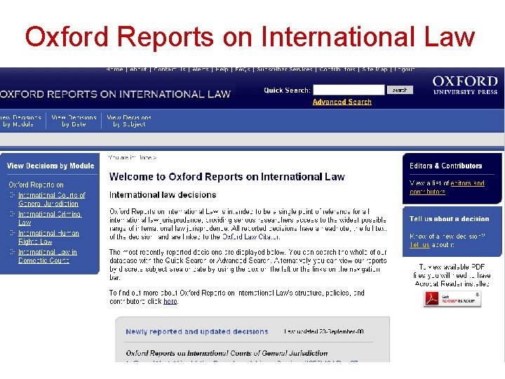 Oxford Reports on International Law 