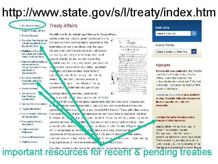 http: //www. state. gov/s/l/treaty/index. htm important resources for recent & pending treaties 