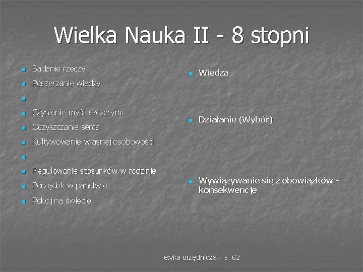 Wielka Nauka II - 8 stopni n Badanie rzeczy n Poszerzanie wiedzy n Wiedza