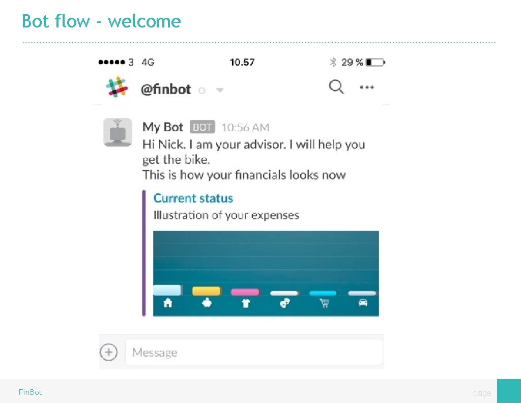 Bot flow - welcome Fin. Bot page 