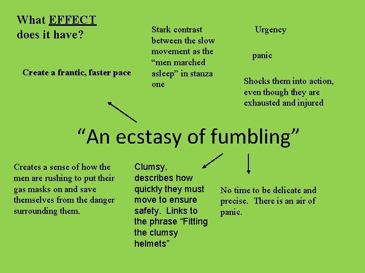 What EFFECT does it have? Create a frantic, faster pace Stark contrast between the
