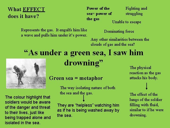 Power of the sea= power of the gas What EFFECT does it have? Represents