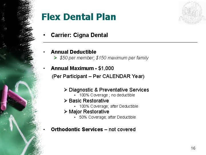 Flex Dental Plan • Carrier: Cigna Dental _________________________________________________ • Annual Deductible Ø $50 per