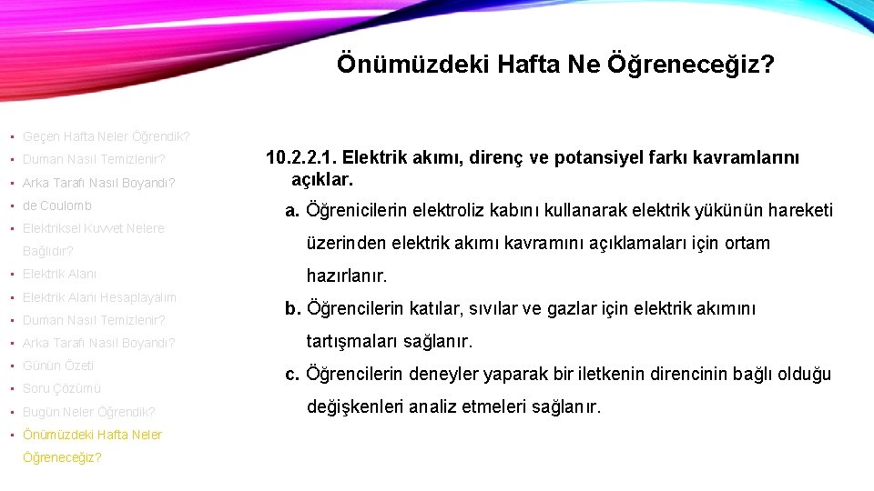 Önümüzdeki Hafta Ne Öğreneceğiz? • Geçen Hafta Neler Öğrendik? • Duman Nasıl Temizlenir? •