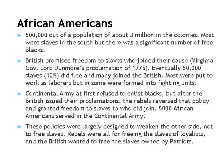 African Americans ► 500, 000 out of a population of about 3 million in