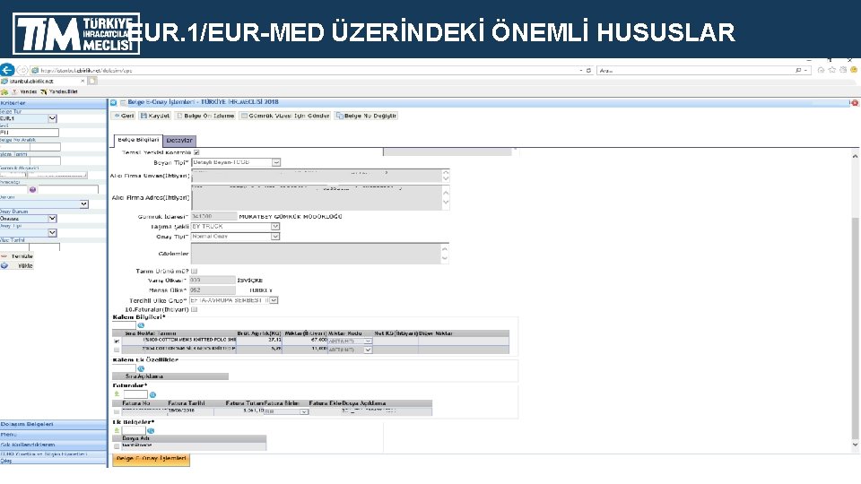 EUR. 1/EUR-MED ÜZERİNDEKİ ÖNEMLİ HUSUSLAR 