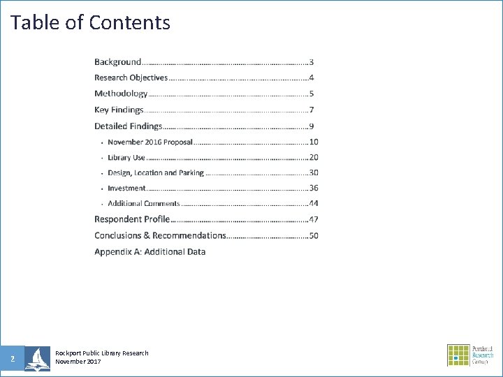Table of Contents 2 Rockport Public Library Research November 2017 