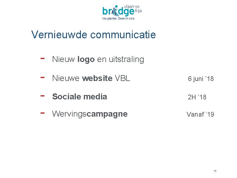 Vernieuwde communicatie - Nieuw logo en uitstraling Nieuwe website VBL 6 juni ’ 18