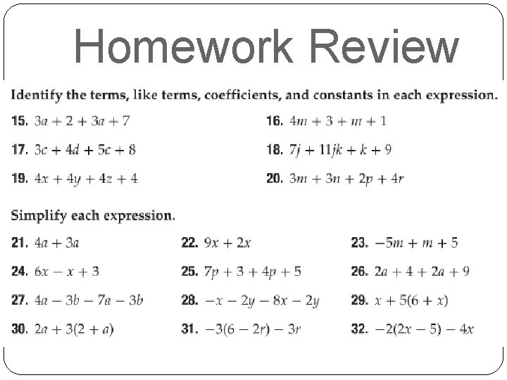 Homework Review 