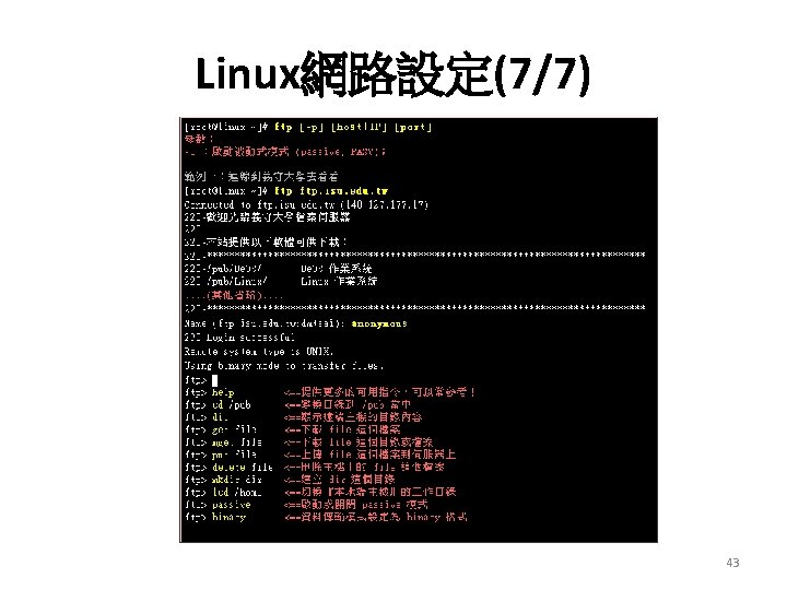 Linux網路設定(7/7) 43 Linux網路設定(7/7) 43