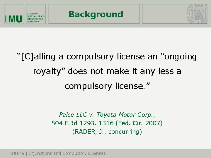 Background “[C]alling a compulsory license an “ongoing royalty” does not make it any less