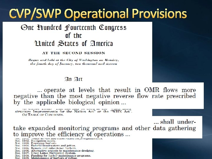 CVP/SWP Operational Provisions 