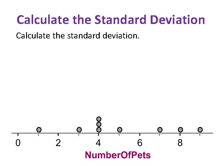 Calculate the Standard Deviation Calculate the standard deviation. 