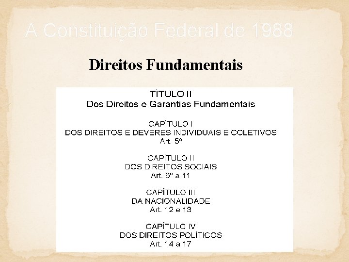 A Constituição Federal de 1988 Direitos Fundamentais 