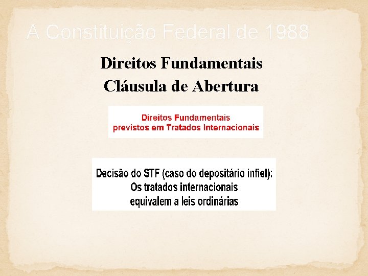 A Constituição Federal de 1988 Direitos Fundamentais Cláusula de Abertura 