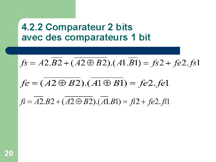 4. 2. 2 Comparateur 2 bits avec des comparateurs 1 bit 20 