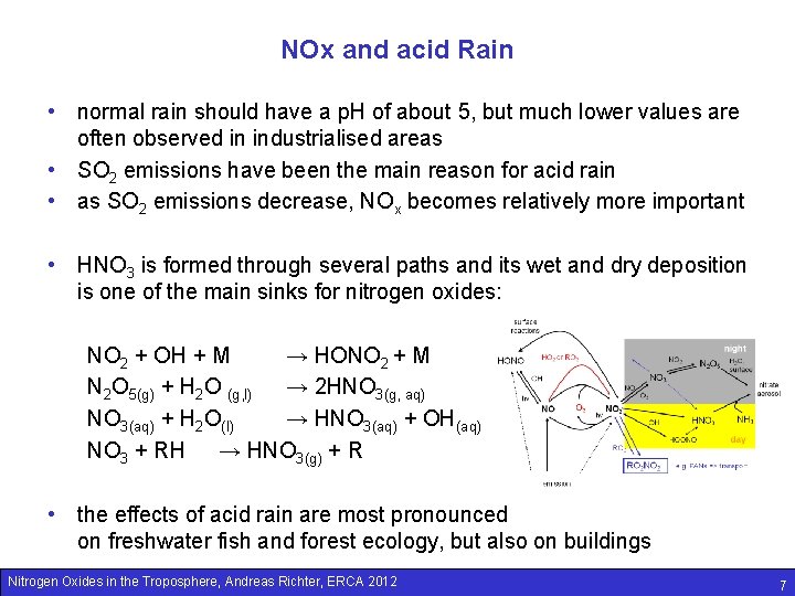 NOx and acid Rain • normal rain should have a p. H of about