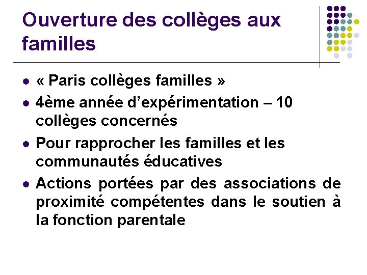 Ouverture des collèges aux familles l l « Paris collèges familles » 4ème année