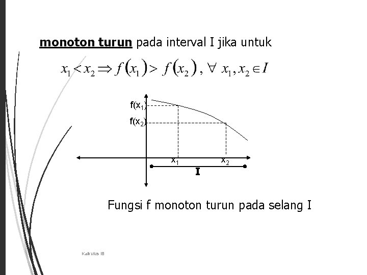 10 monoton turun pada interval I jika untuk f(x 1) f(x 2) x 1