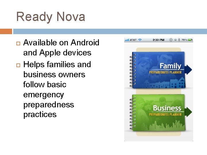 Ready Nova Available on Android and Apple devices Helps families and business owners follow