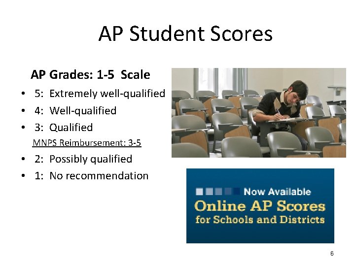 AP Student Scores AP Grades: 1 -5 Scale • 5: Extremely well-qualified • 4: