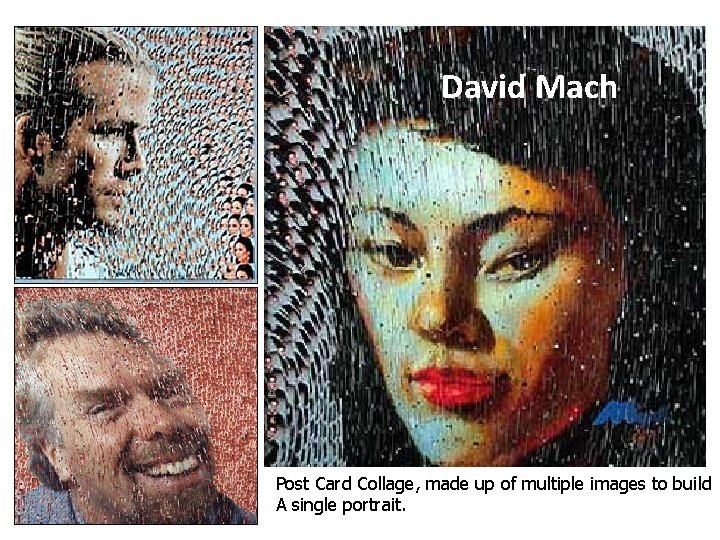 David Mach Post Card Collage, made up of multiple images to build A single