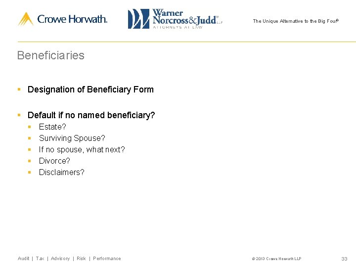 The Unique Alternative to the Big Four® Beneficiaries § Designation of Beneficiary Form §