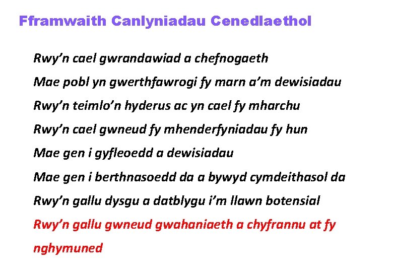 Fframwaith Canlyniadau Cenedlaethol Rwy’n cael gwrandawiad a chefnogaeth Mae pobl yn gwerthfawrogi fy marn