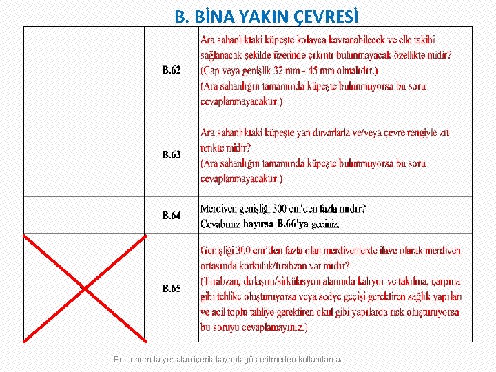 B. BİNA YAKIN ÇEVRESİ Bu sunumda yer alan içerik kaynak gösterilmeden kullanılamaz 