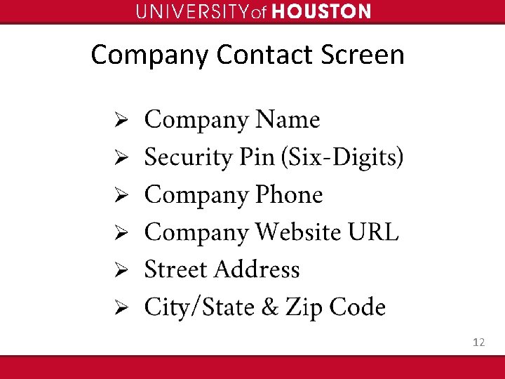 Company Contact Screen 12 