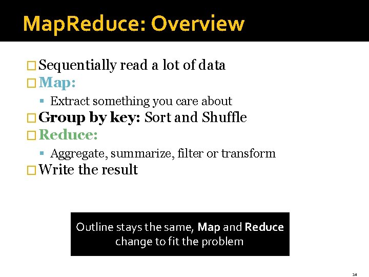 Map. Reduce: Overview � Sequentially read a lot of data � Map: § Extract