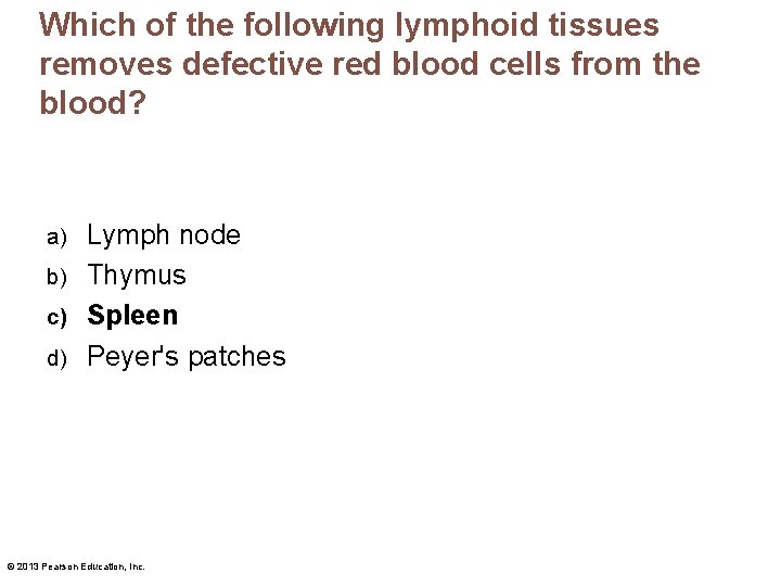 Which of the following lymphoid tissues removes defective red blood cells from the blood?