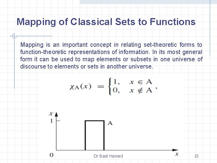 Mapping of Classical Sets to Functions Mapping is an important concept in relating set-theoretic