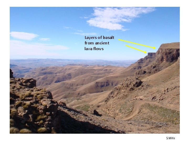 Layers of basalt from ancient lava flows S. Mills 