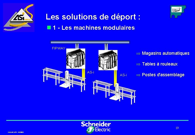 Les solutions de déport : n 1 - Les machines modulaires FIPWAY Þ Magasins