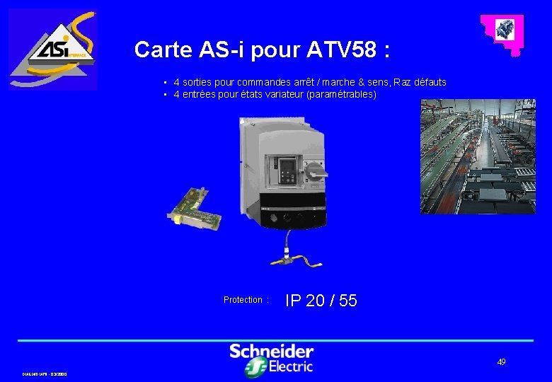 Carte AS-i pour ATV 58 : • 4 sorties pour commandes arrêt / marche