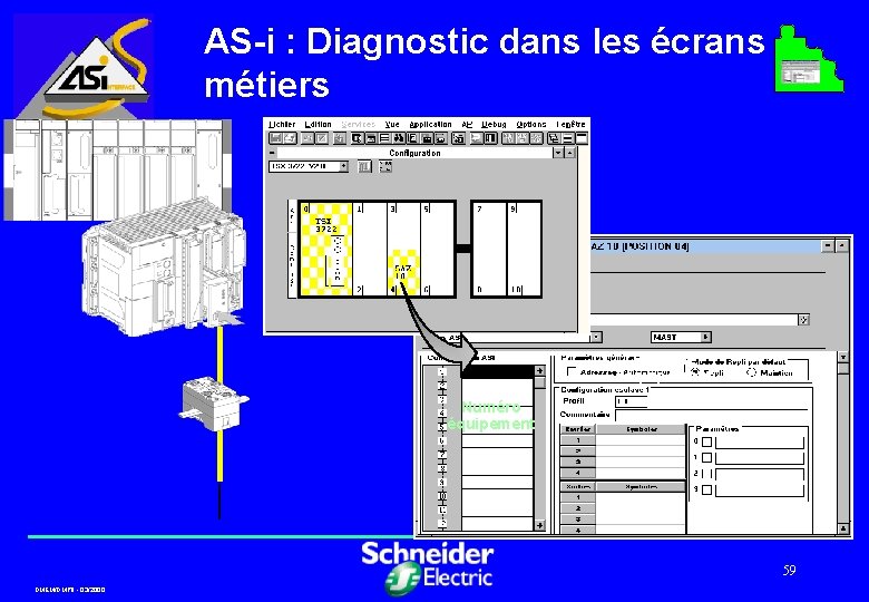 AS-i : Diagnostic dans les écrans métiers Profil de l'équipement Numéro équipement 59 DMEM/DMPII