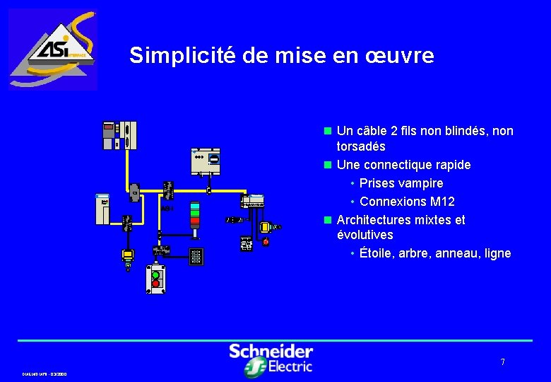 Simplicité de mise en œuvre n Un câble 2 fils non blindés, non torsadés