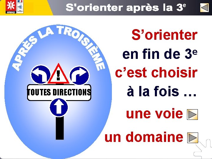 e ! TOUTES DIRECTIONS S’orienter e en fin de 3 c’est choisir à la