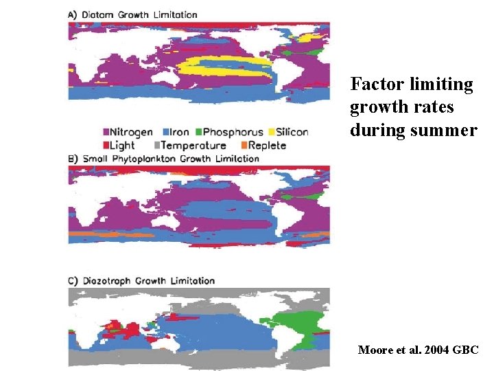 Factor limiting growth rates during summer Moore et al. 2004 GBC 