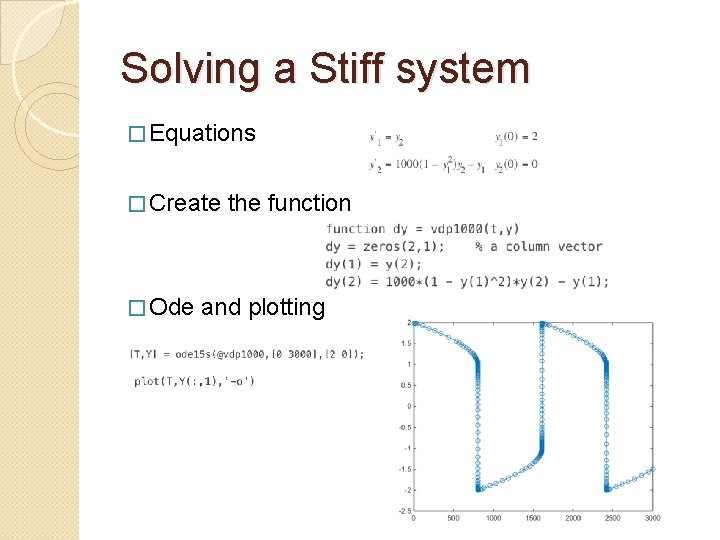 Solving a Stiff system � Equations � Create � Ode the function and plotting